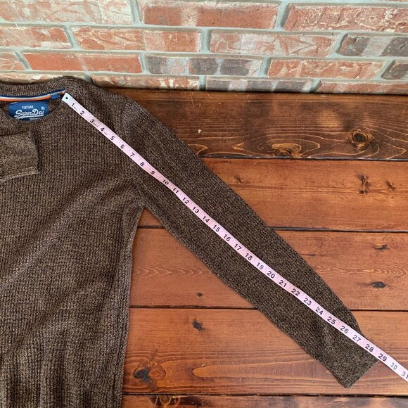 Superdry Vintage Men's Crew Neck Textured Knit Medium 100% Cotton Sweater EUC - Picture 10 of 11